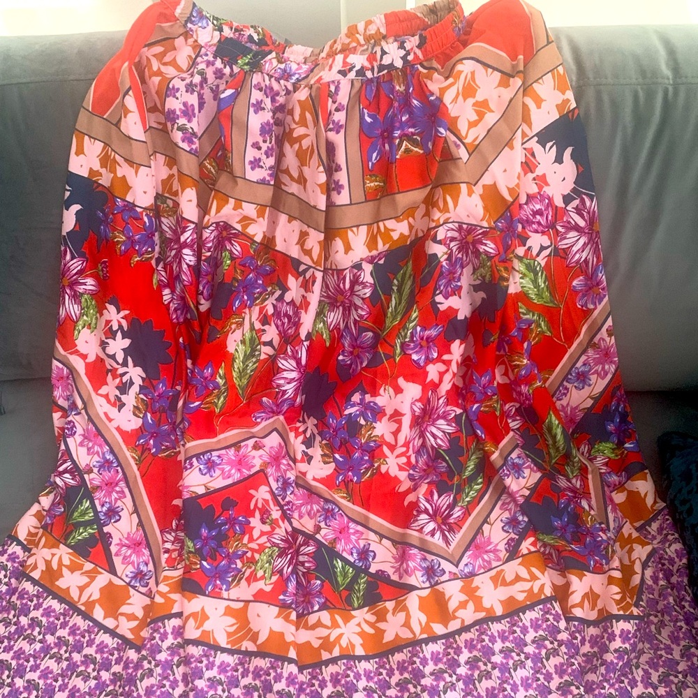 Multicolored Floral Printed, Maxi length Skirt